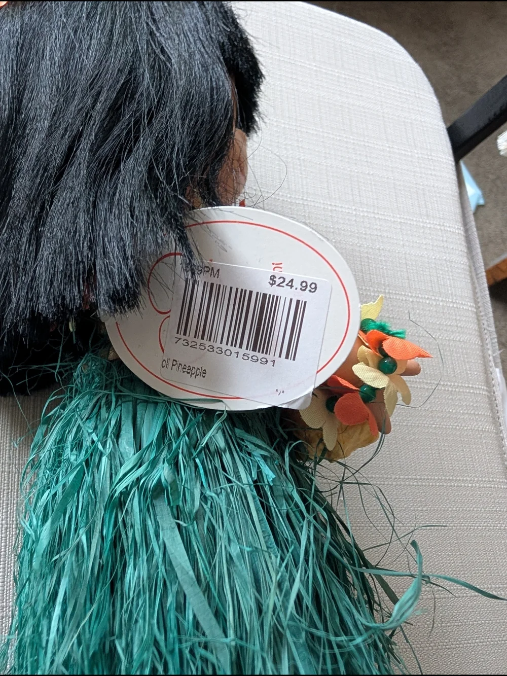 Precious Moments Hawaiian Hula Girl Doll in Teal Grass Skirt with Orange Accents